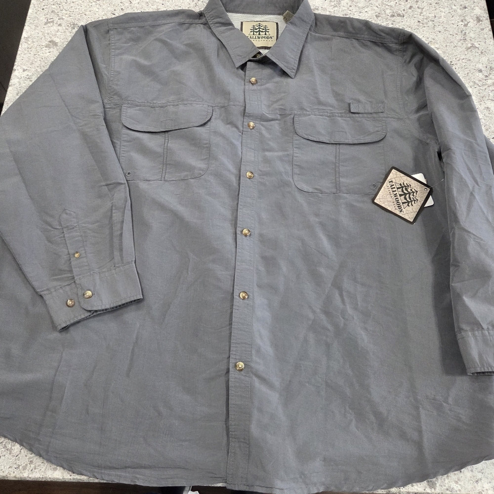 NWT Tallwoods Element Wear Men's Vented Shirt Long Sleeve Button up 4XL Gray
